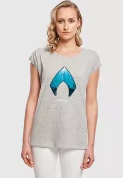 Футболка с принтом AQUAMAN OCEAN LOGO ABSOLUTE CULT, светло-серый