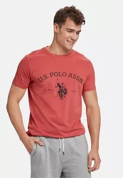 Футболка с принтом ARCHIBALD U.S. Polo Assn., цвет mineral red