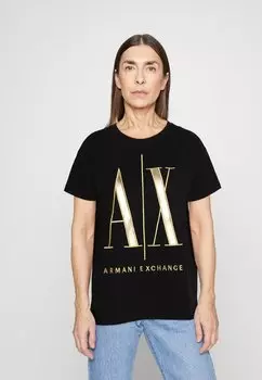 Футболка с принтом Armani Exchange, черный