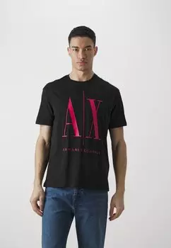 Футболка с принтом Armani Exchange, цвет black/virtual pink