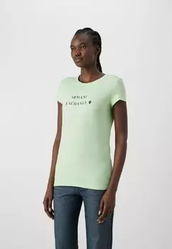 Футболка с принтом Armani Exchange, светло-зеленый