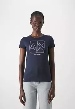 Футболка с принтом Armani Exchange, темно-синий