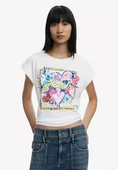 Футболка с принтом ART SQUARE Desigual, белый