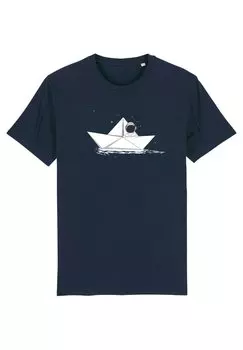 Футболка с принтом ASTRONAUT IN PAPER BOAT Watapparel, цвет french navy