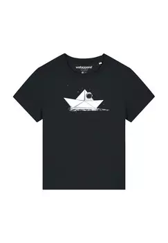 Футболка с принтом ASTRONAUT IN PAPER BOAT watapparel, черный