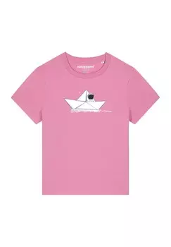Футболка с принтом ASTRONAUT IN PAPER BOAT watapparel, светло-розовый