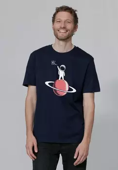 Футболка с принтом ASTRONAUT SAYS HI watapparel, темно-синий