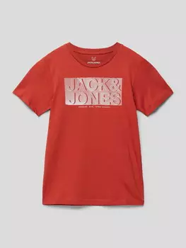 Футболка с принтом этикетки Jack & Jones, красный