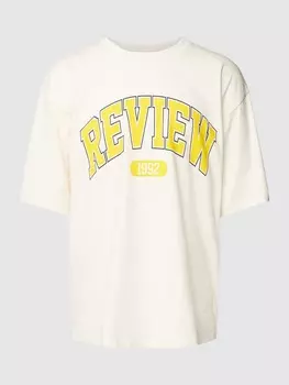 Футболка с принтом этикетки Review, экрю