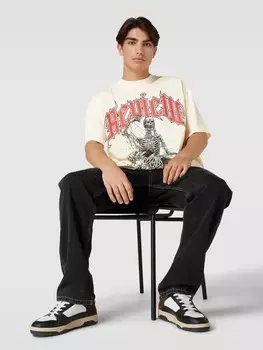 Футболка с принтом этикетки Review, экрю