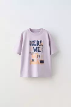 Футболка с принтом этикетки ZARA, лиловый