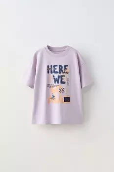 Футболка с принтом этикетки ZARA, лиловый