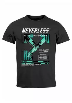 Футболка с принтом AUFDRUCK SOUTH BEACH TECHWEAR FASHION Neverless, цвет Mottled Dark Grey