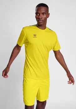 Футболка с принтом AUTHENTIC PL S S Hummel, цвет blazing yellow