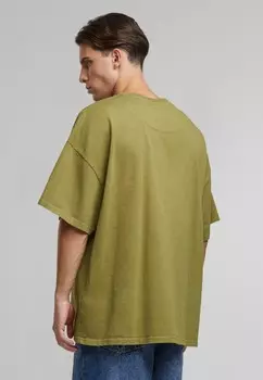 Футболка с принтом AUTOGRAPH HEAVY BOXY TEE Karl Kani, оливково-зеленый