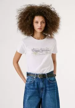 Футболка с принтом AVA Pepe Jeans, белый
