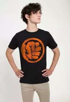 Футболка с принтом AVENGERS CLASSIC HULK ORANGE UNISEX Henry Tiger, черный