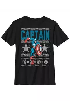 Футболка с принтом Avengers Classic Ugly Captain Marvel, черный