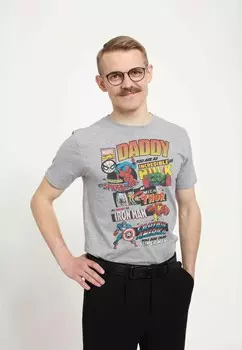 Футболка с принтом AVENGERS CLASSIC ULTIMATE DAD UNISEX Marvel, цвет Mottled Light Grey