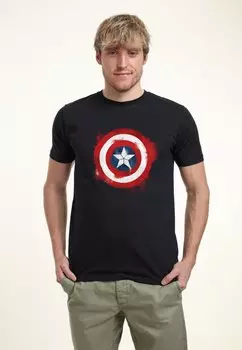 футболка с принтом Avengers: Endgame Captain America Spray Logo Marvel, цвет navy blue