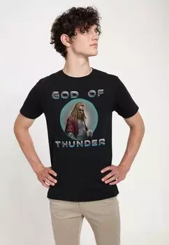 Футболка с принтом AVENGERS ENDGAME THOR OF THUNDER Marvel, черный