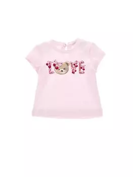 Футболка с принтом BABY LOVE TEDDY Monnalisa, цвет pink
