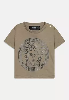 Футболка с принтом Baby Medusa Greca Lamina Unisex Versace, бежевый