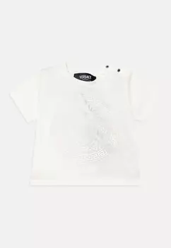 Футболка с принтом BABY MEDUSA GRECA LAMINA UNISEX Versace, белый