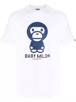 Футболка с принтом Baby Milo A BATHING APE, белый