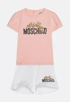 Футболка с принтом BABY SET MOSCHINO, цвет sugar rose/white