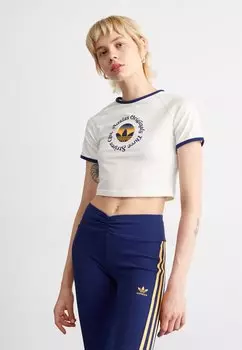Футболка с принтом Baby Tee adidas Originals, кремовый