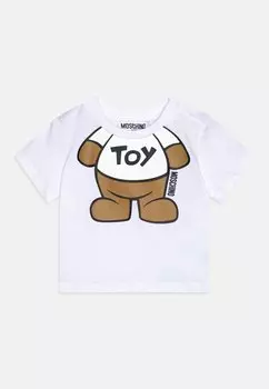 Футболка с принтом BABY UNISEX MOSCHINO, цвет bianco ottico