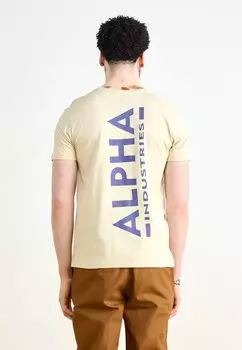 Футболка с принтом BACK Alpha Industries, кремовый