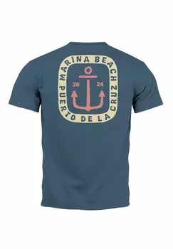 Футболка с принтом BACK ANKER MOTIV MARITIM SOMMER SEGELN FASHION STREETSTYLE Neverless, светло-голубой