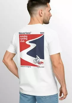 Футболка с принтом BACK FAHRRAD BIKE SUNDAY CYCLING CLUB SOMMER Neverless, белый
