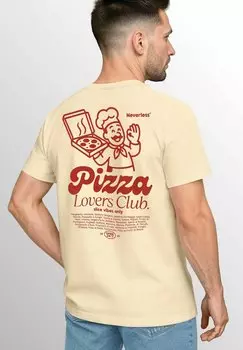 Футболка с принтом BACK PIZZA LOVERS CLUB GRAFIK FASHION Neverless, бежевый