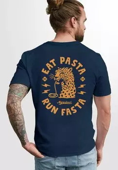 Футболка с принтом BACK SCHRIFT EAT PASTA BRUSTLOGO RETRO FASHION STREETSTYLE Neverless, синий