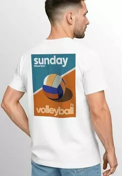 Футболка с принтом BACKPRINT SUNDAY VOLLEYBALL GRAFIKPRINT URBAN CLUBWEAR RETRO Neverless, белый