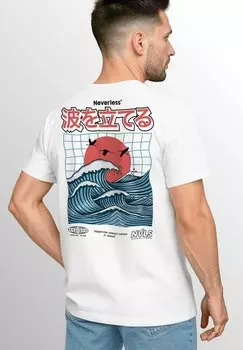 Футболка с принтом BACKPRINT WELLEN SONNE JAPAN RETRO GRAFIK Neverless, белый