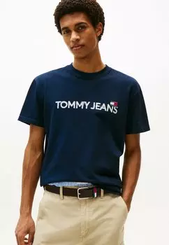 Футболка с принтом BADGE CREW NECK Tommy Jeans, темно-синий