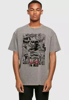 Футболка с принтом Baki S1 Manga Hug Panel Acid Washed Oversize ABSOLUTE CULT, цвет asphalt