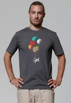 Футболка с принтом BALLOON SPACEMAN watapparel, антрацит
