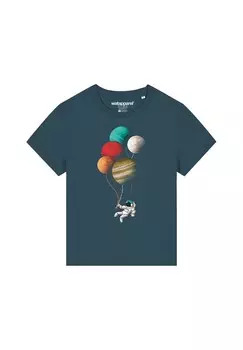 Футболка с принтом BALLOON SPACEMAN watapparel, бирюзовый