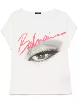 Футболка с принтом BALMAIN, белый
