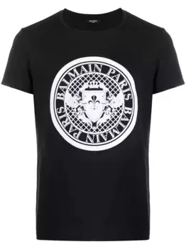 Футболка с принтом BALMAIN, черный