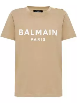 Футболка с принтом Balmain, серый