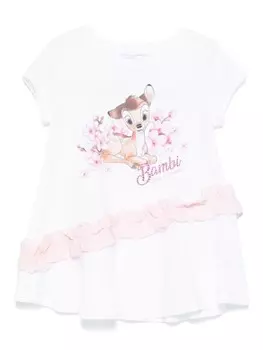 Футболка с принтом Bambi из коллаборации с Disney Monnalisa, белый