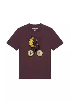 Футболка с принтом BANANA RIDER watapparel, темно-красный