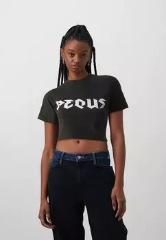 Футболка с принтом BAND LOGO CROP PEQUS, цвет black