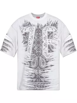 Футболка с принтом банданы Diesel, серый